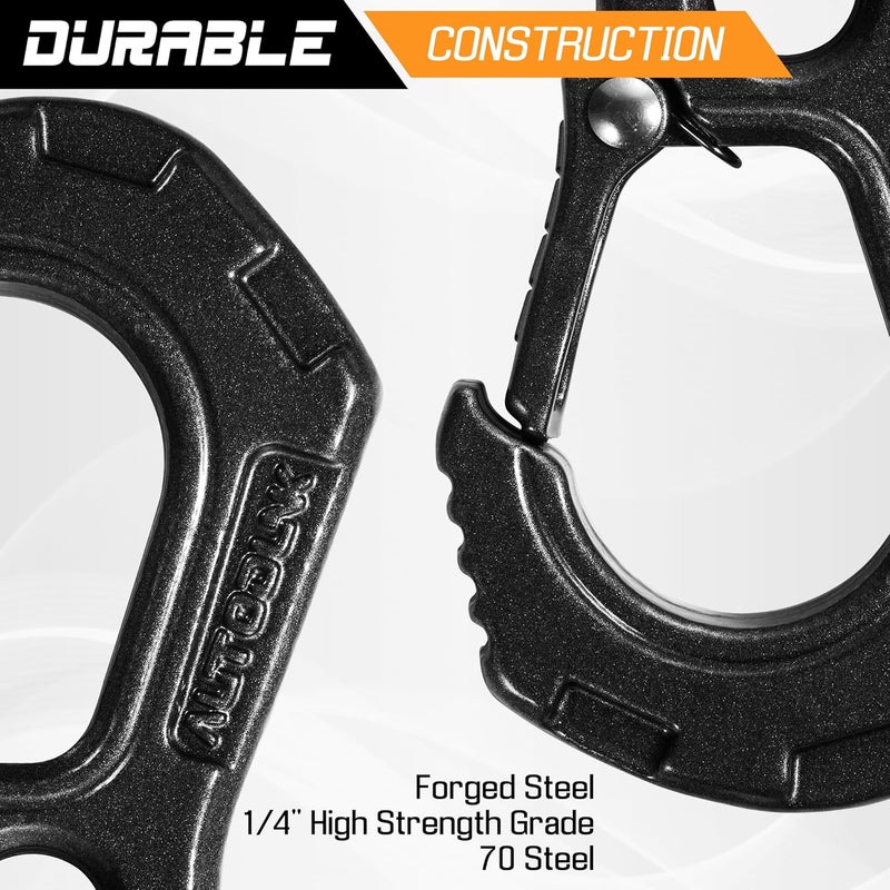 AUTODUNK Synthetic Winch Rope - 1/4" x 50ft 10,000LBS Winch Line with Protective Sleeve, Forged Winch Hook and Rubber Stopper, Synthetic Winch Cable for 4WD ATV UTV Offroad Vehicles Orange - Image 2